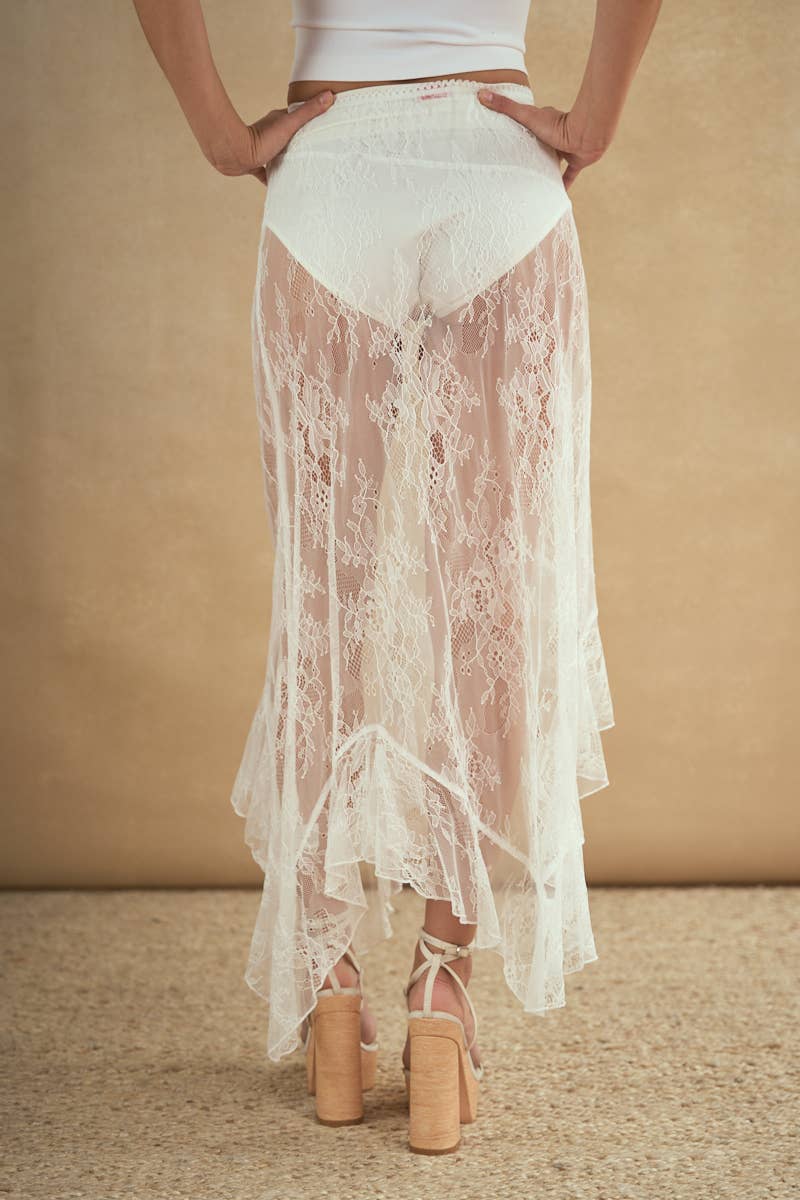 6809-ASYMMETRIC RUFFLE SKIRT boho clothing, festival outfit, hippie style apparel | Elevated Hippie