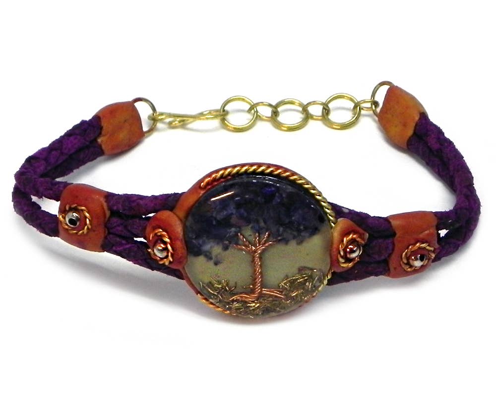 Acrylic Tree of Life Braided Leather Bracelet boho clothing, festival outfit, hippie style apparel | Elevated Hippie