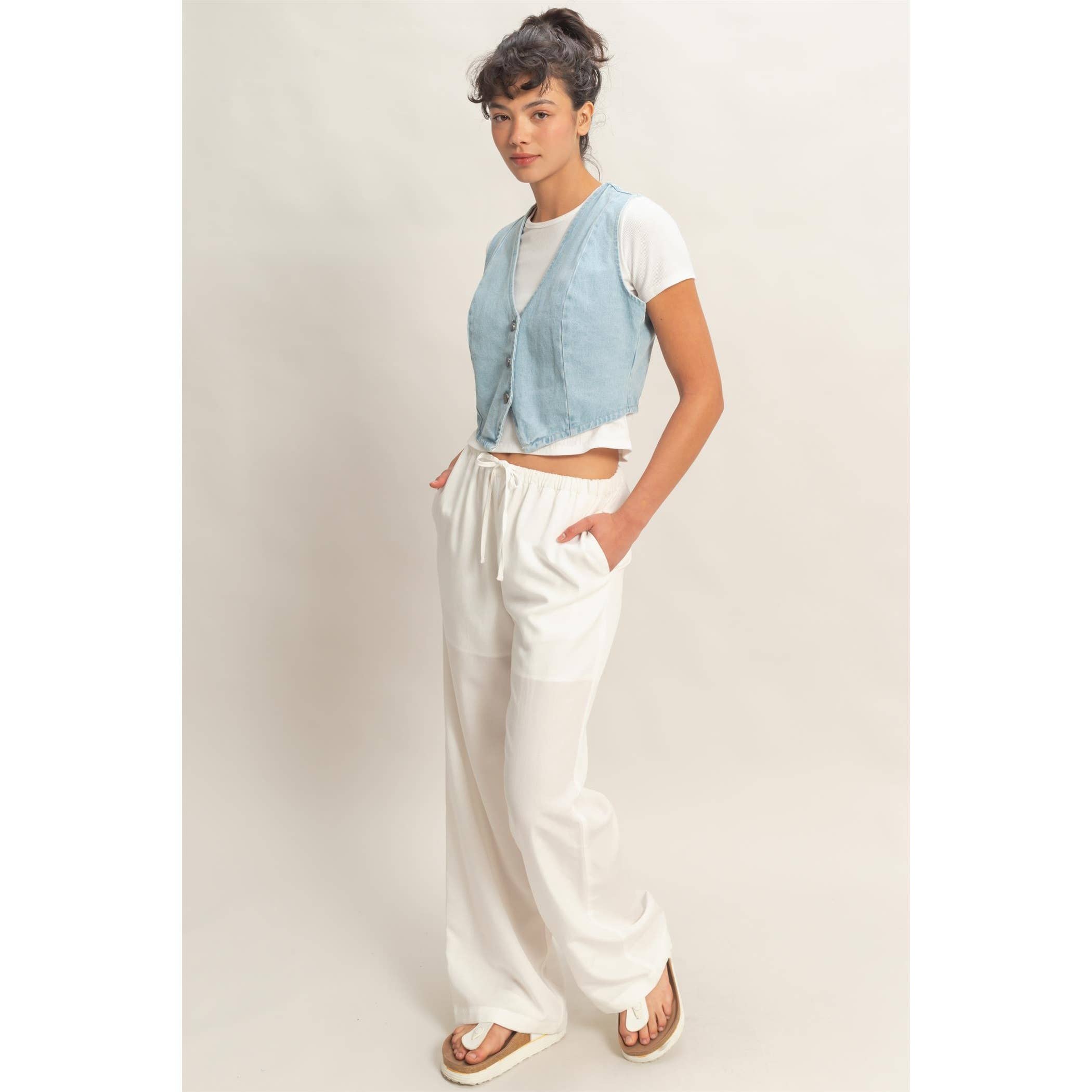 V-Neck Sleeveless Denim Vest boho clothing, festival outfit, hippie style apparel | Elevated Hippie