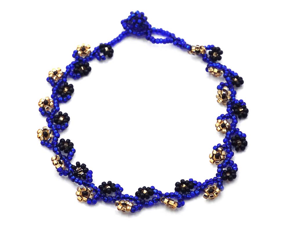 Guatemalan Flower Vine Seed Bead Strand Anklet boho clothing, festival outfit, hippie style apparel | Elevated Hippie