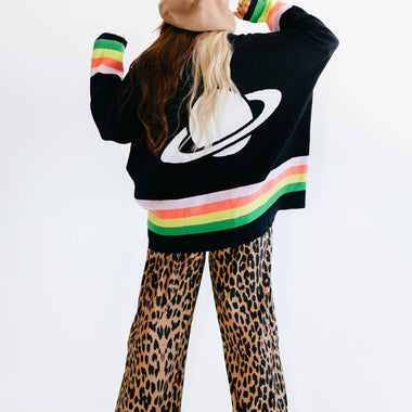 Black Saturn Oversized Boxy Cardigan - The Elevated Hippie