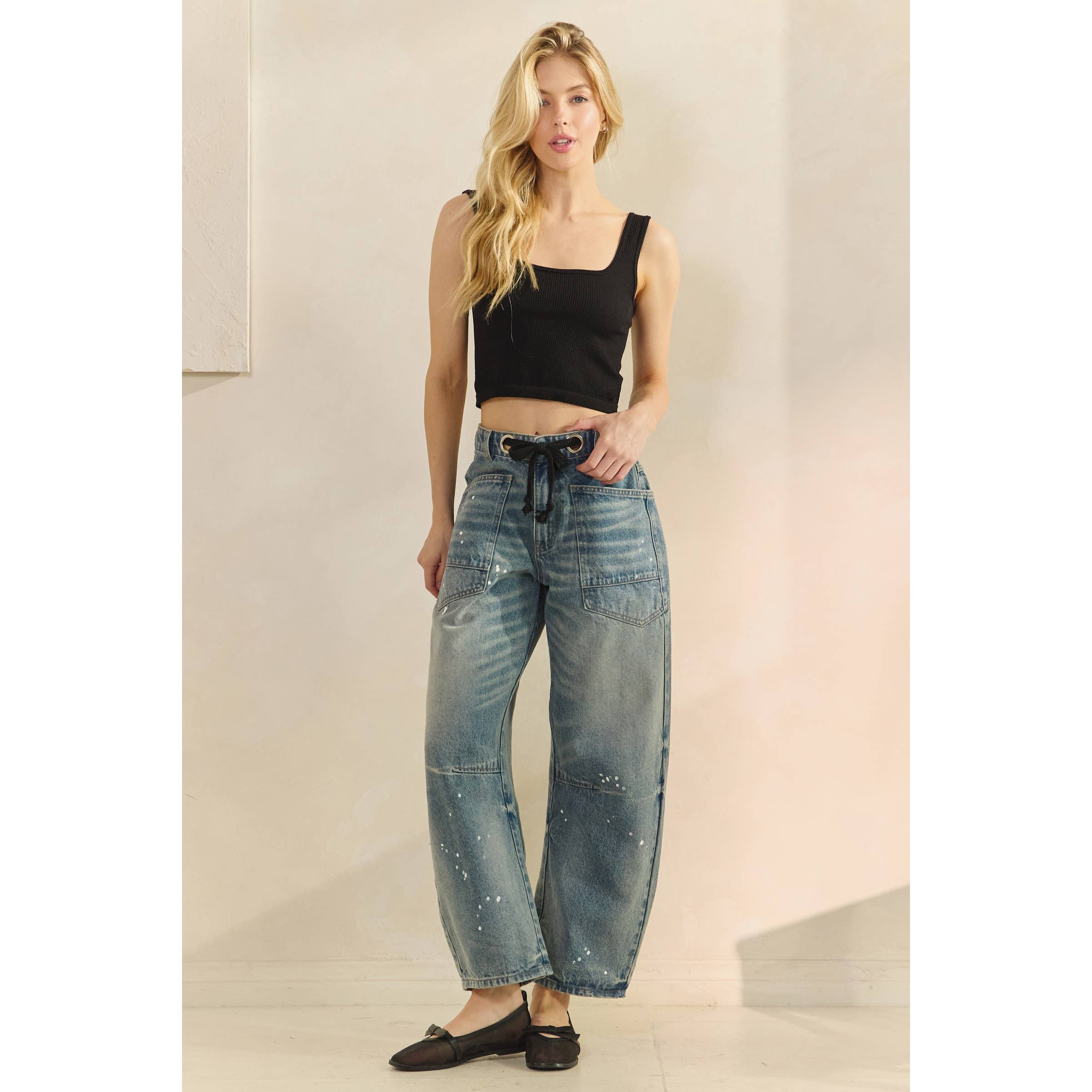 Veveret Horseshoe Jeans with Belt Detail – Relaxed Wide Leg Denim boho clothing, festival outfit, hippie style apparel | Elevated Hippie
