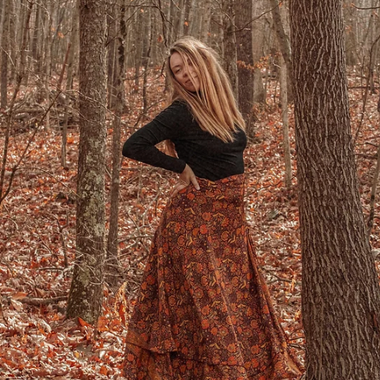 Hippie Boho Style 2 Layer Floral Silk Wrap Skirt - The Elevated Hippie
