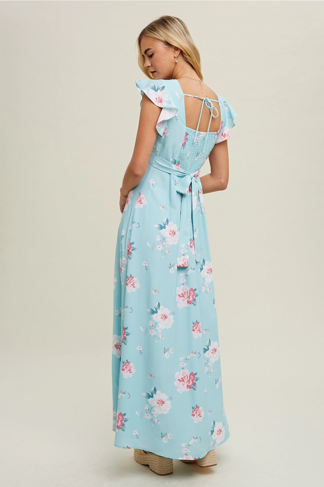 Floral Maxi Dress with Gathered Bust Detail boho clothing, festival outfit, hippie style apparel | Elevated Hippie