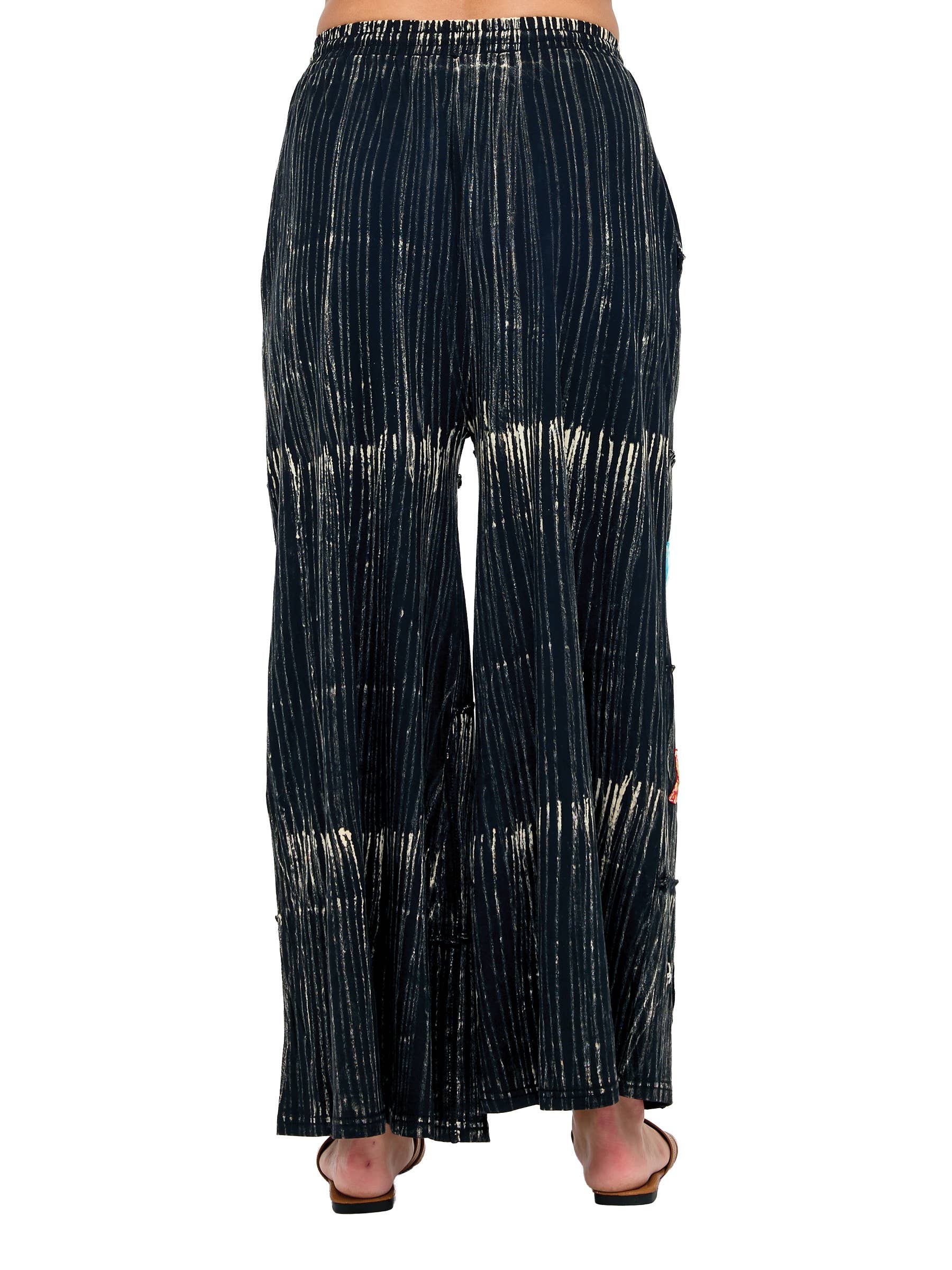 Brushed Tie Dye Hand Embroidered Floral Pants boho clothing, festival outfit, hippie style apparel | Elevated Hippie