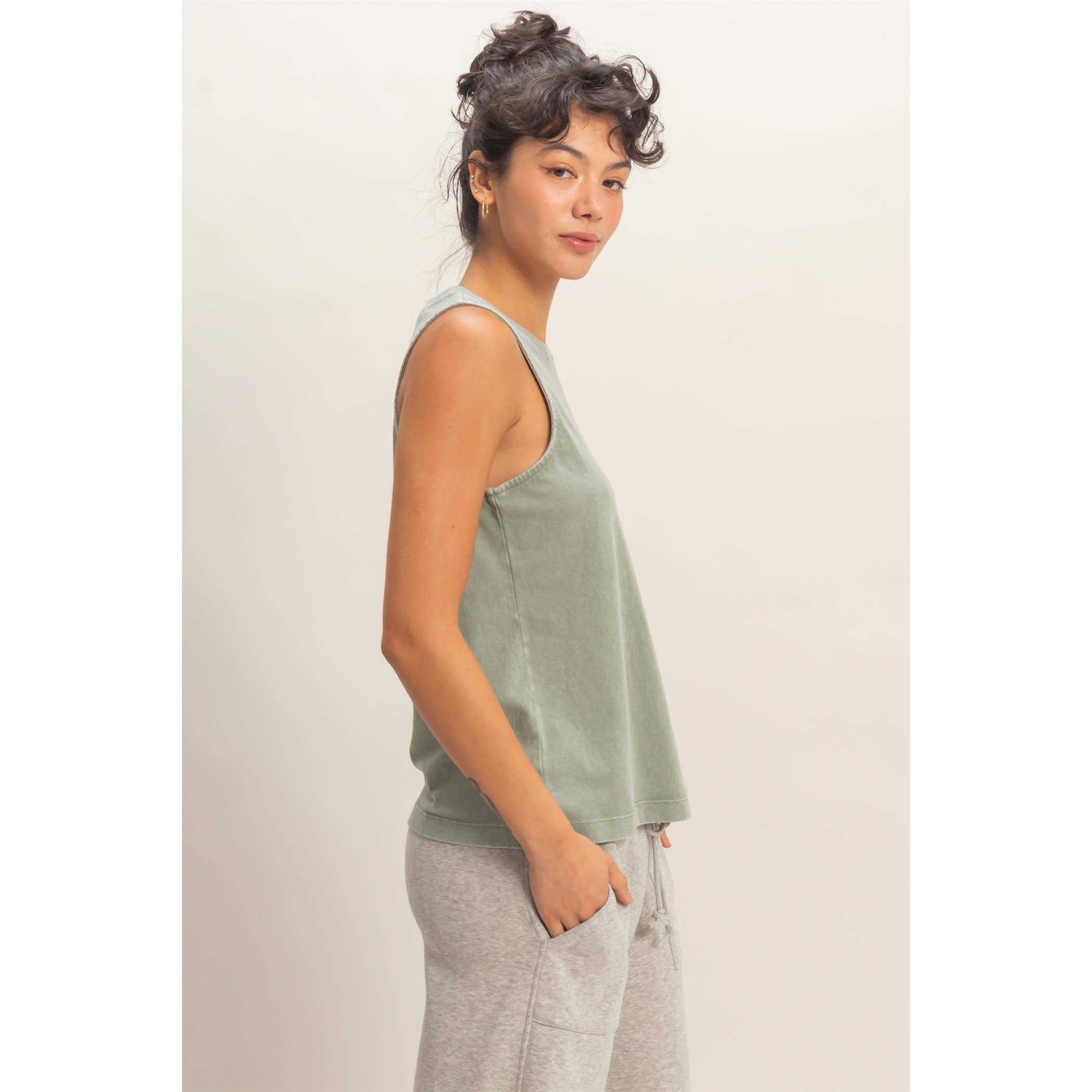 Mineral Washed Sleeveless Top boho clothing, festival outfit, hippie style apparel | Elevated Hippie