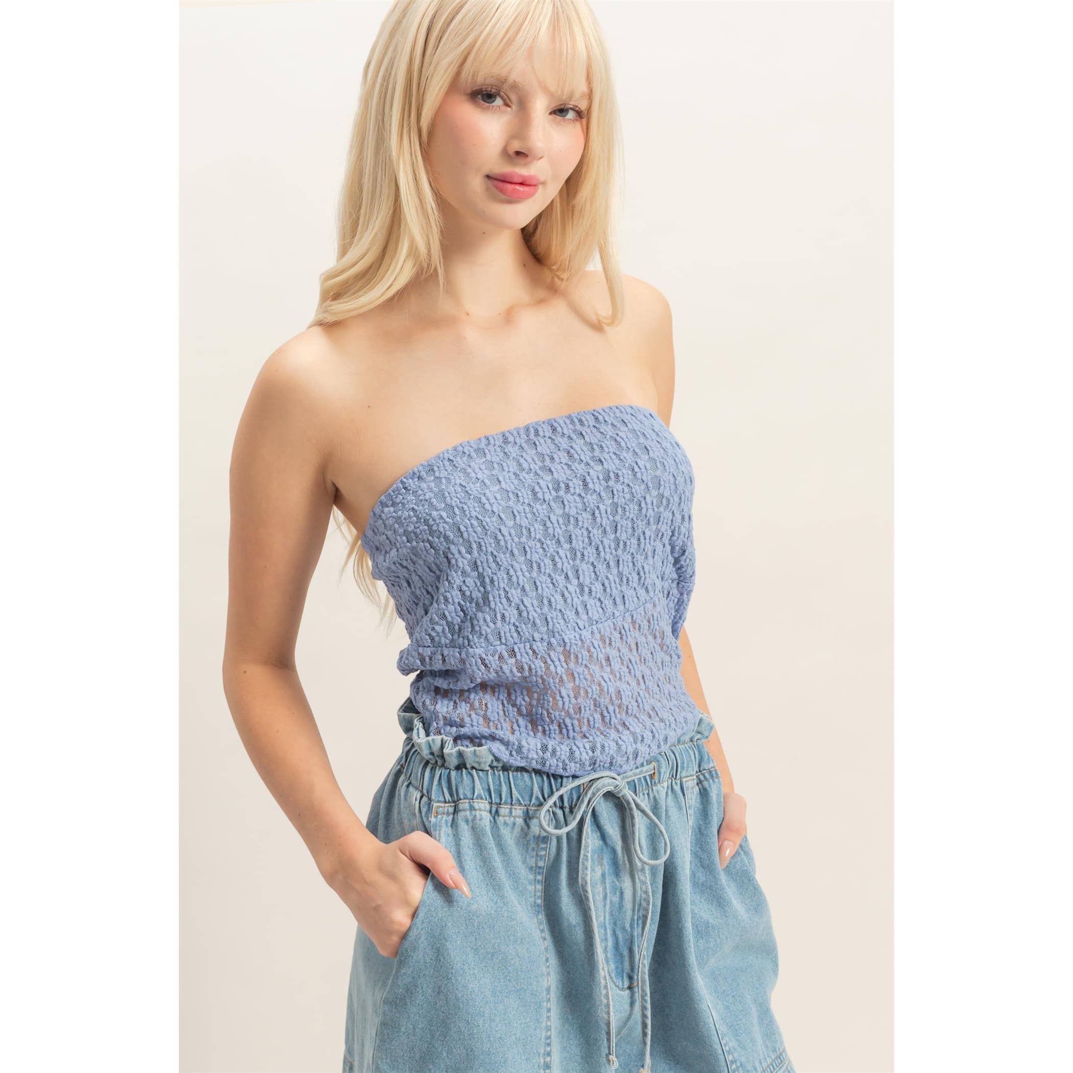 HYFVE - Strapless Lace Top With Elastic boho clothing, festival outfit, hippie style apparel | Elevated Hippie