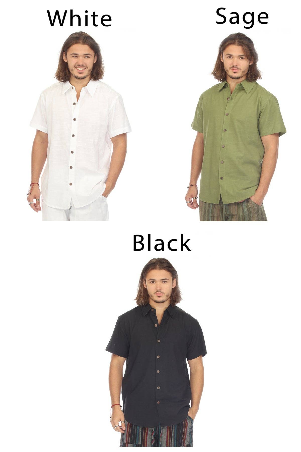 Cotton Slub Button Down Mens Short Sleeve Shirt boho clothing, festival outfit, hippie style apparel | Elevated Hippie