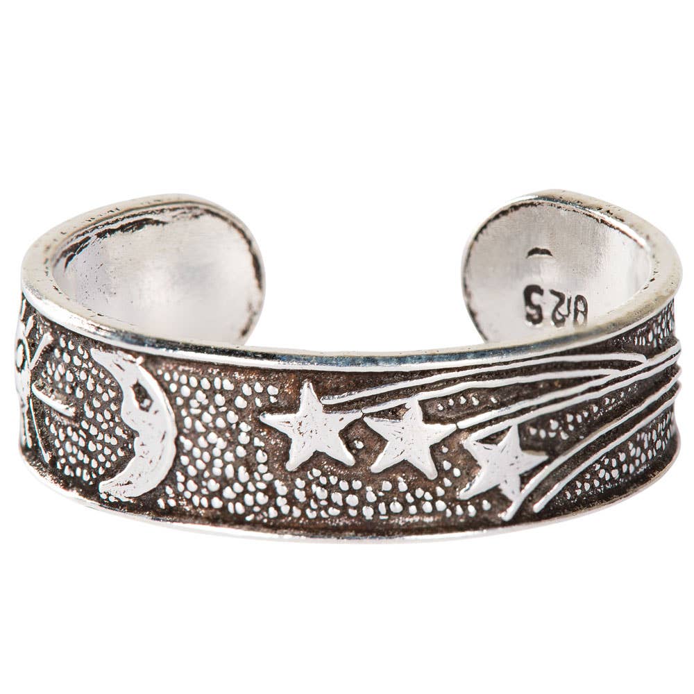 ADJUSTABLE SILVER SUN,MOON, AND STAR TOE RING boho clothing, festival outfit, hippie style apparel | Elevated Hippie