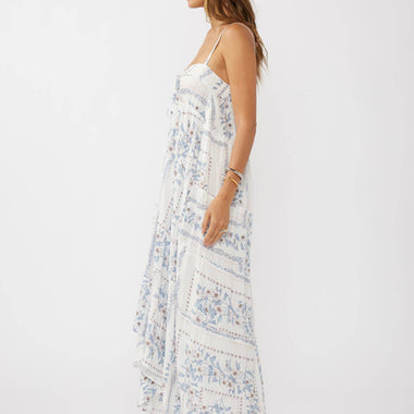 Hi-Lo Spaghetti Strap Patchwork Ruffle Maxi Dress - The Elevated Hippie