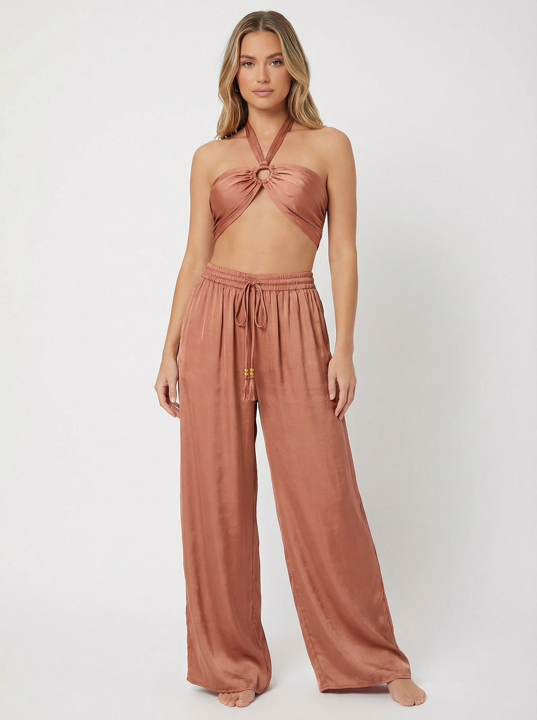 Pants,Top & Long kimono Set- Case in mixed Solid colors boho clothing, festival outfit, hippie style apparel | Elevated Hippie