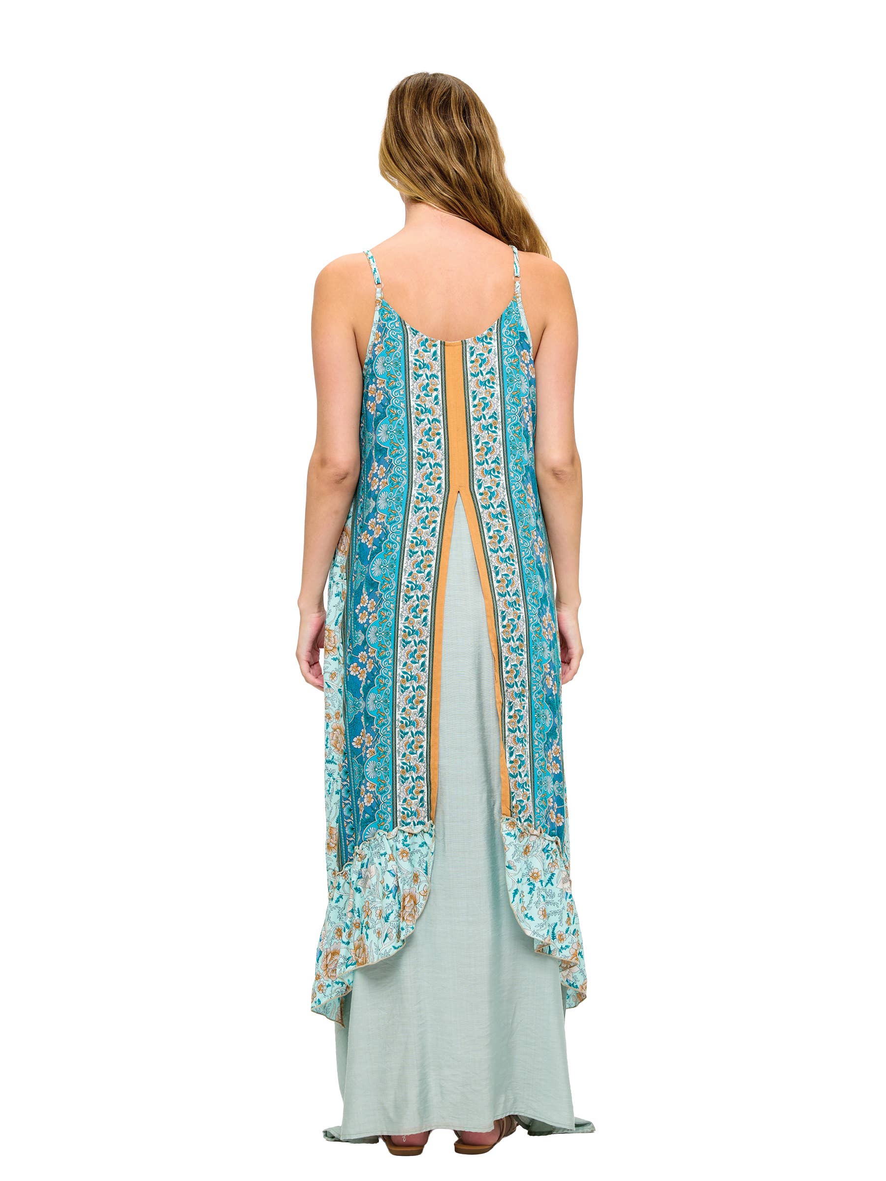 Dreamy Floral Double-Layer Maxi Dress boho clothing, festival outfit, hippie style apparel | Elevated Hippie