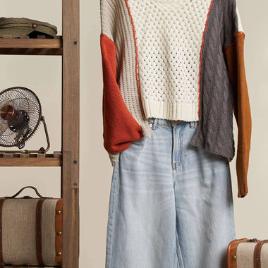 Multi Fabric Color Block Sweater - The Elevated Hippie