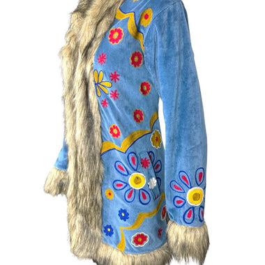 Boho Bloom Faux Fur Penny Lane Trim Jacket - The Elevated Hippie
