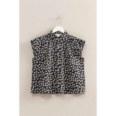 Ditsy Floral Print Cap Sleeve Shirt - The Elevated Hippie