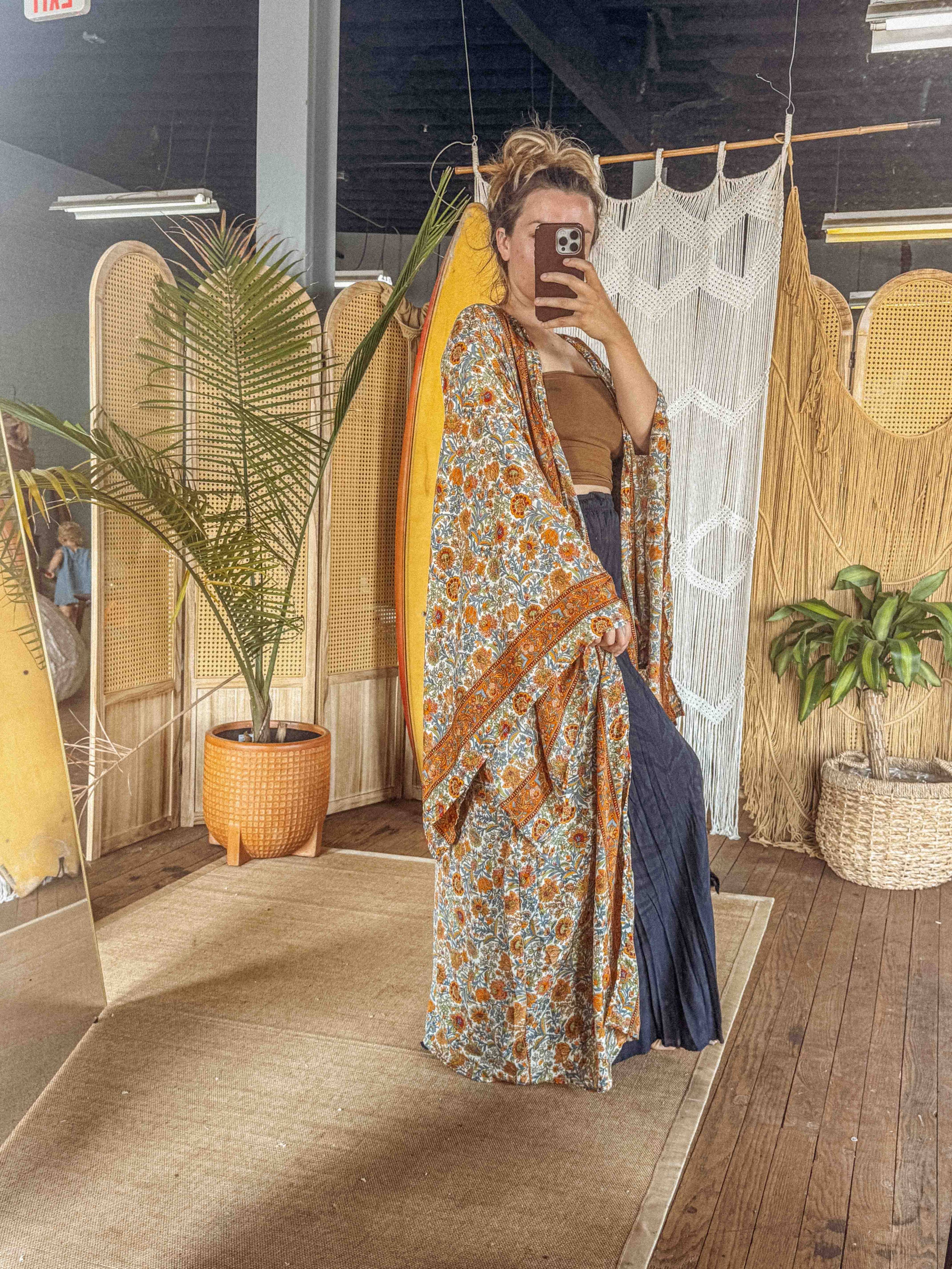 Gardenbelle Shop - BOHO Silk Bell Sleeve Long Maxi Kimono Duster Cardigan boho clothing, festival outfit, hippie style apparel | Elevated Hippie