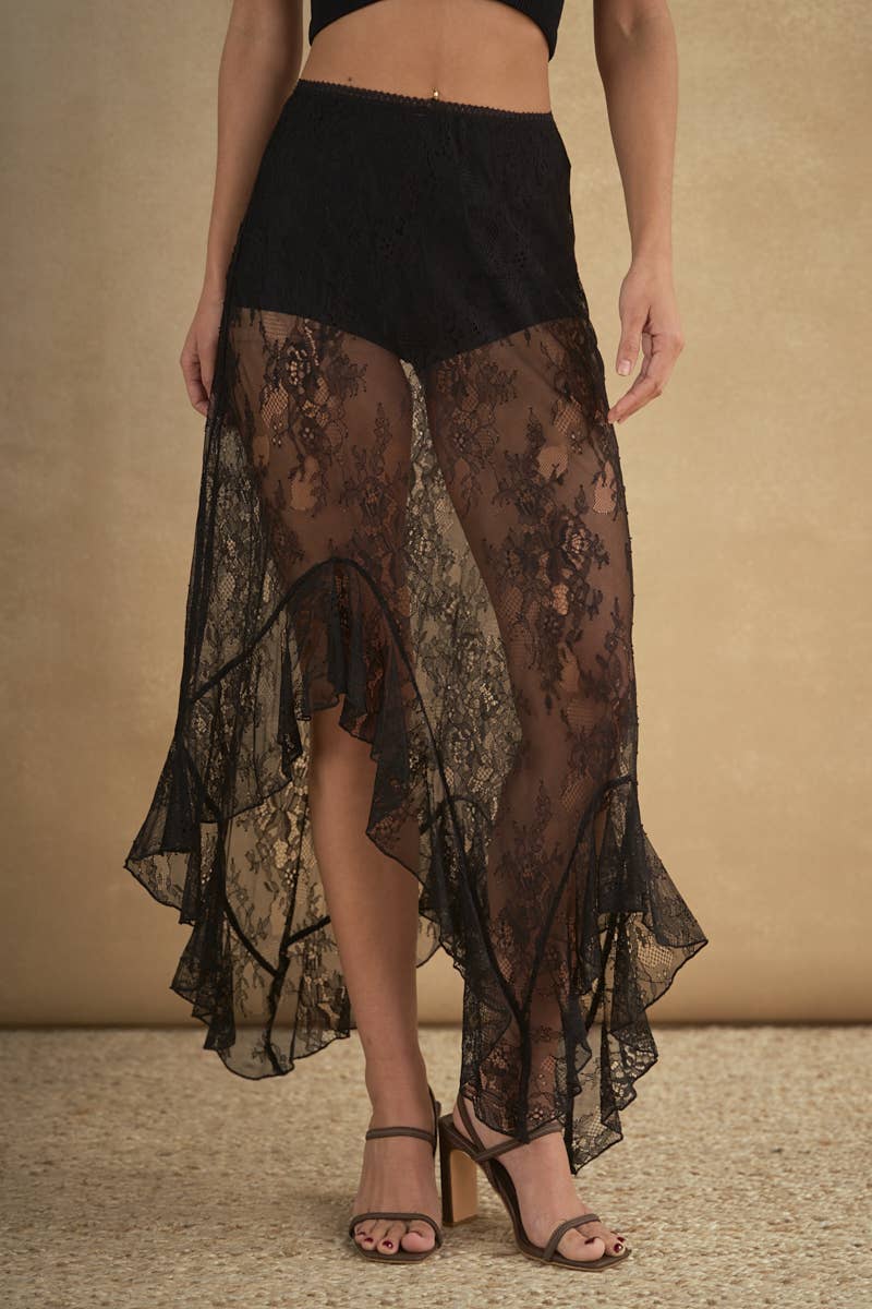 6809-ASYMMETRIC RUFFLE SKIRT boho clothing, festival outfit, hippie style apparel | Elevated Hippie