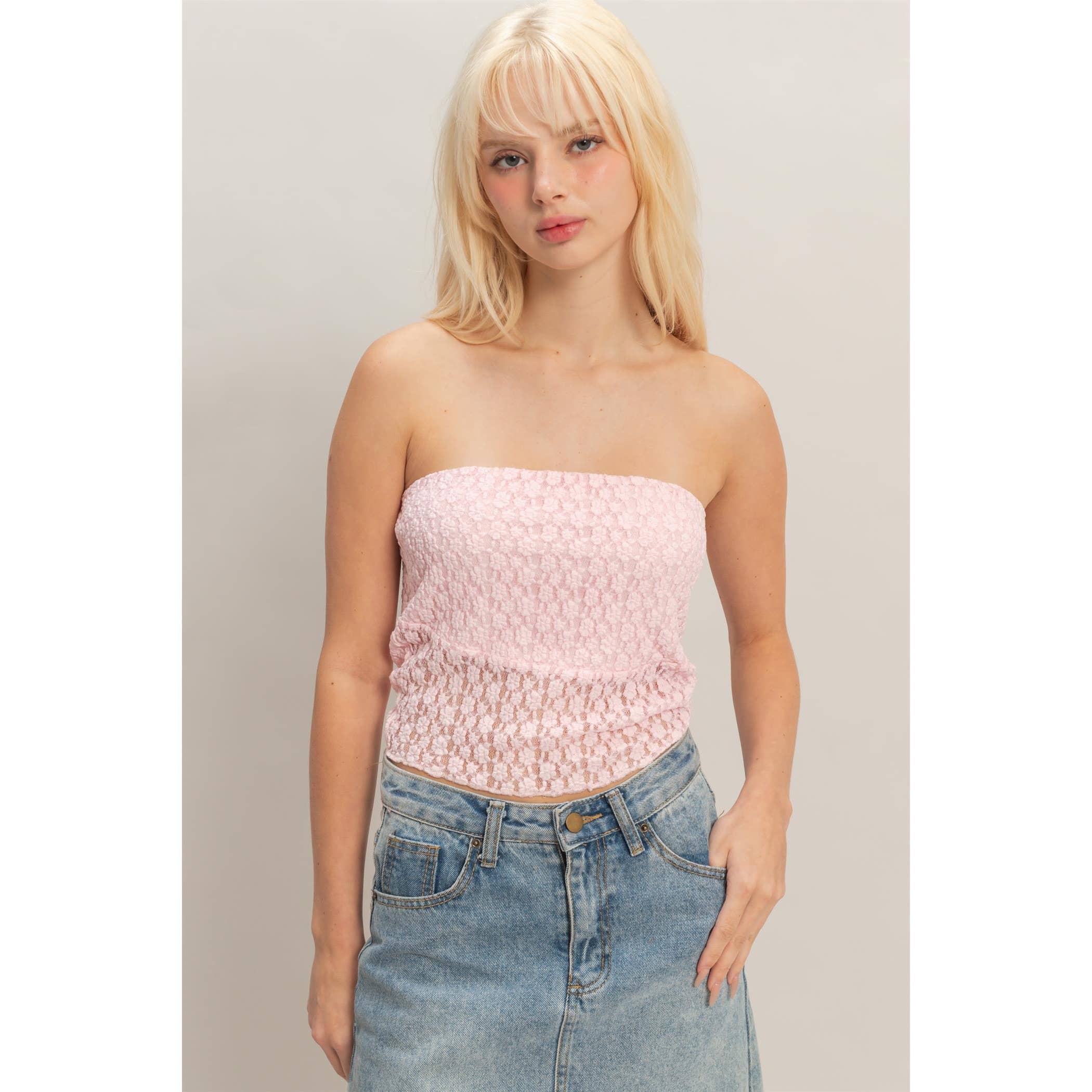 HYFVE - Strapless Lace Top With Elastic boho clothing, festival outfit, hippie style apparel | Elevated Hippie
