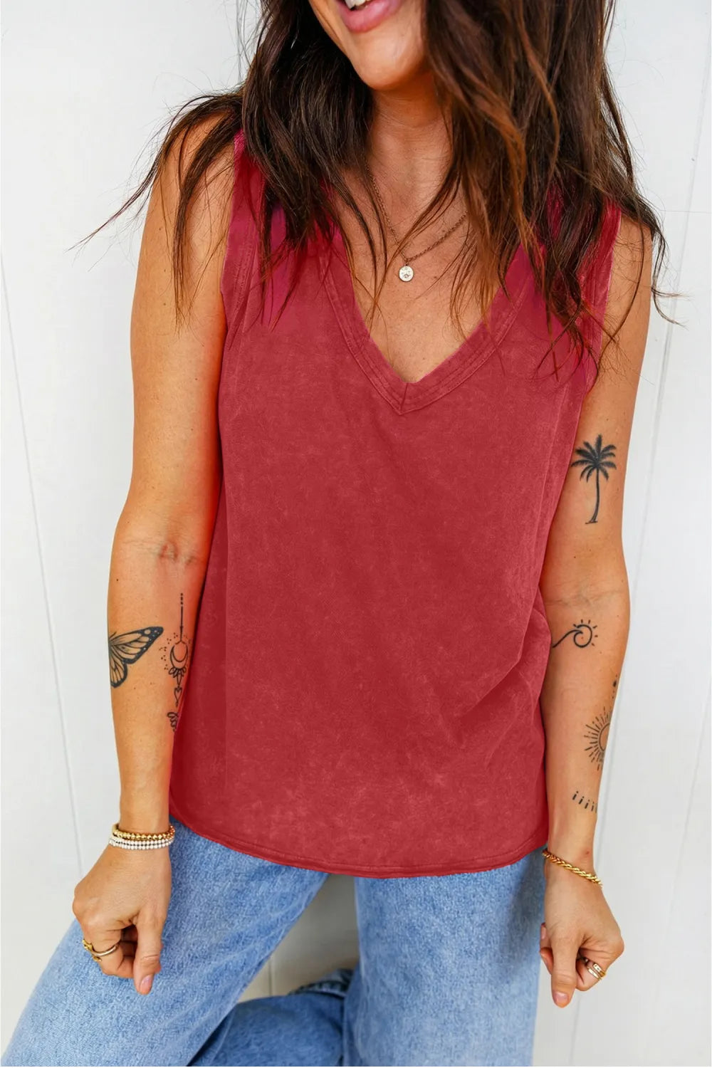 Vintage Mineral Wash V-Neck Tank boho clothing, festival outfit, hippie style apparel | Elevated Hippie