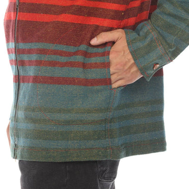 Ombre Striped Zipper Shirt Jacket - The Elevated Hippie