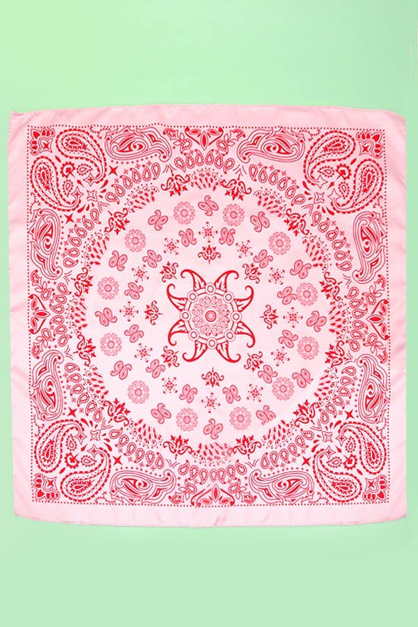 PAISLEY PINK SILKY FEEL BANDANA SCARF | 40SC616 boho clothing, festival outfit, hippie style apparel | Elevated Hippie