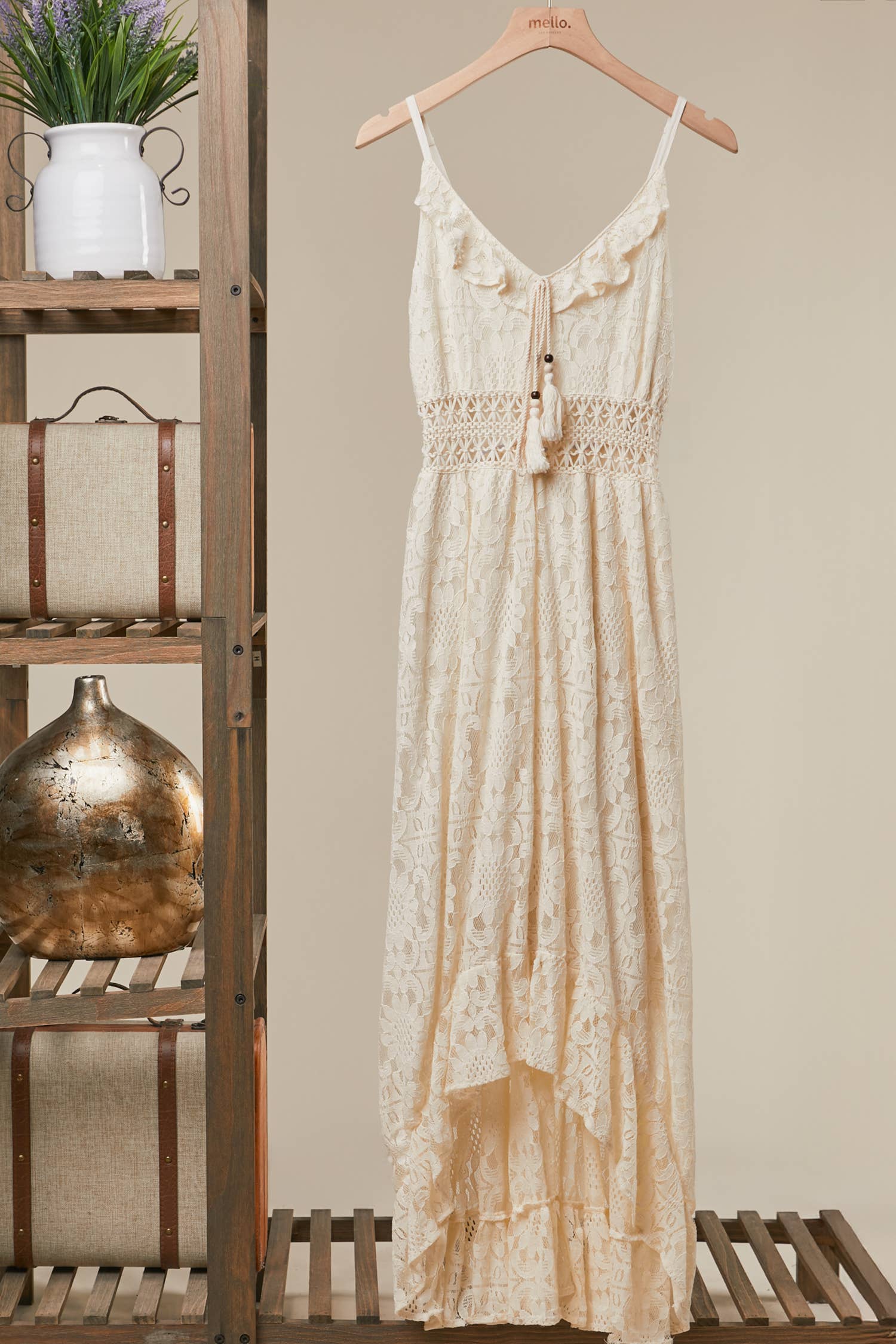 Bohemian Hi Low Maxi Dress with Tassel Detail boho clothing, festival outfit, hippie style apparel | Elevated Hippie