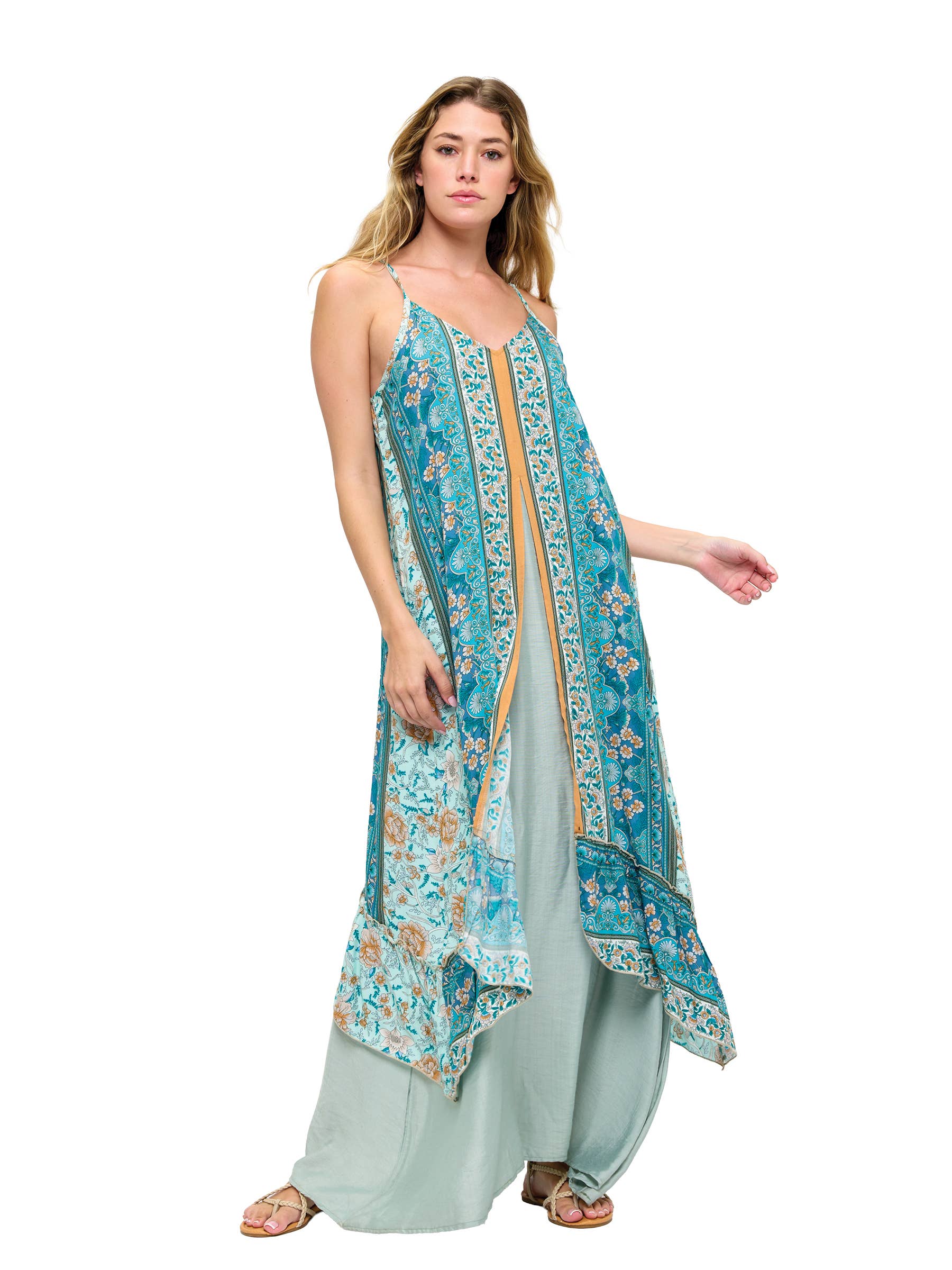 Dreamy Floral Double-Layer Maxi Dress boho clothing, festival outfit, hippie style apparel | Elevated Hippie