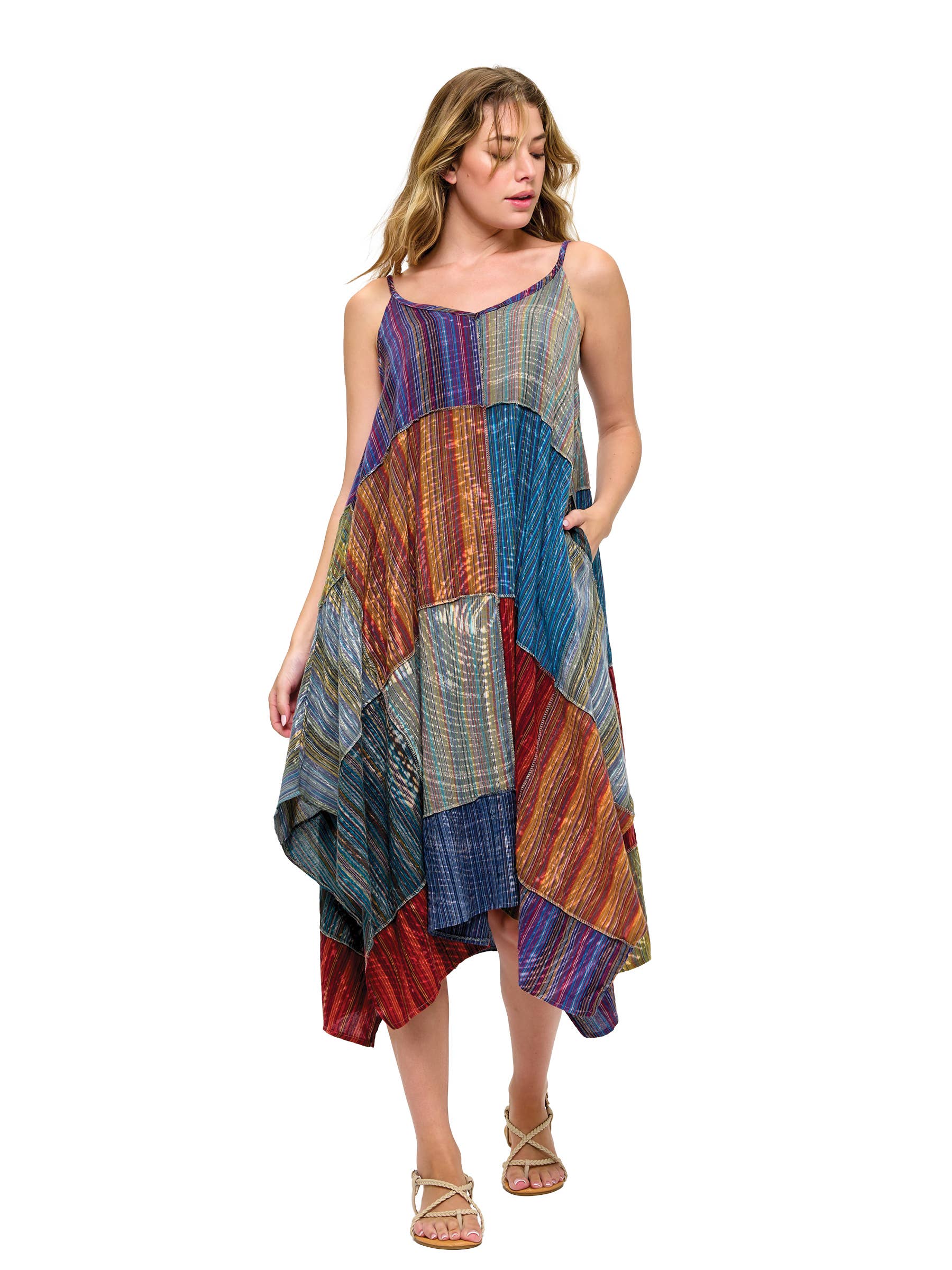 Gypsy Vintage Washed Patchwork Dress boho clothing, festival outfit, hippie style apparel | Elevated Hippie
