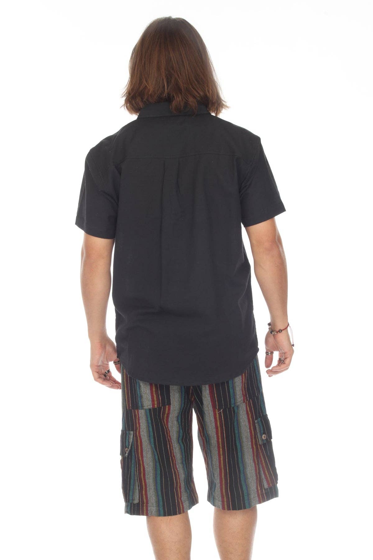 Cotton Slub Button Down Mens Short Sleeve Shirt boho clothing, festival outfit, hippie style apparel | Elevated Hippie