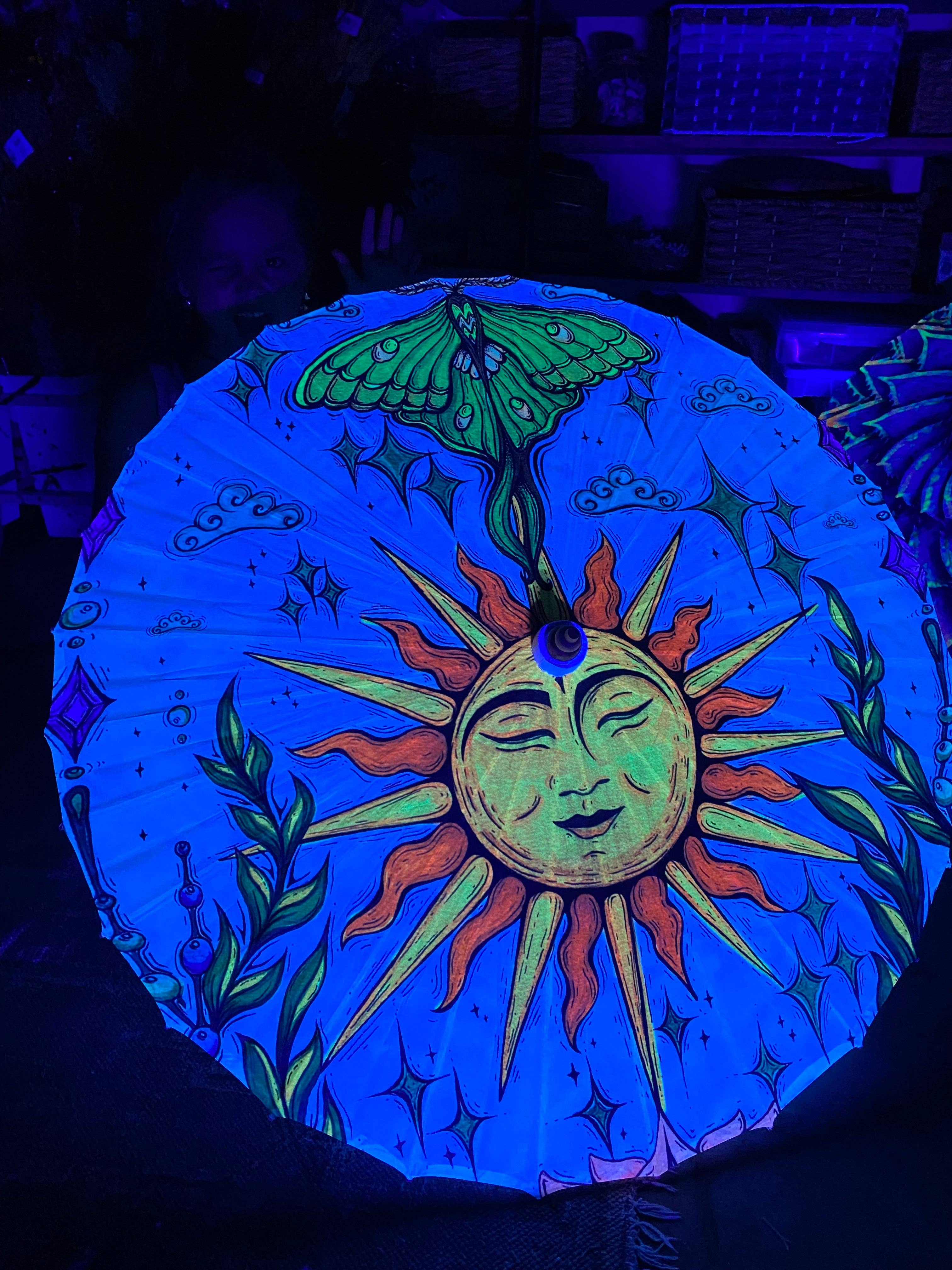 Sun and Luna Moth Parasol boho clothing, festival outfit, hippie style apparel | Elevated Hippie