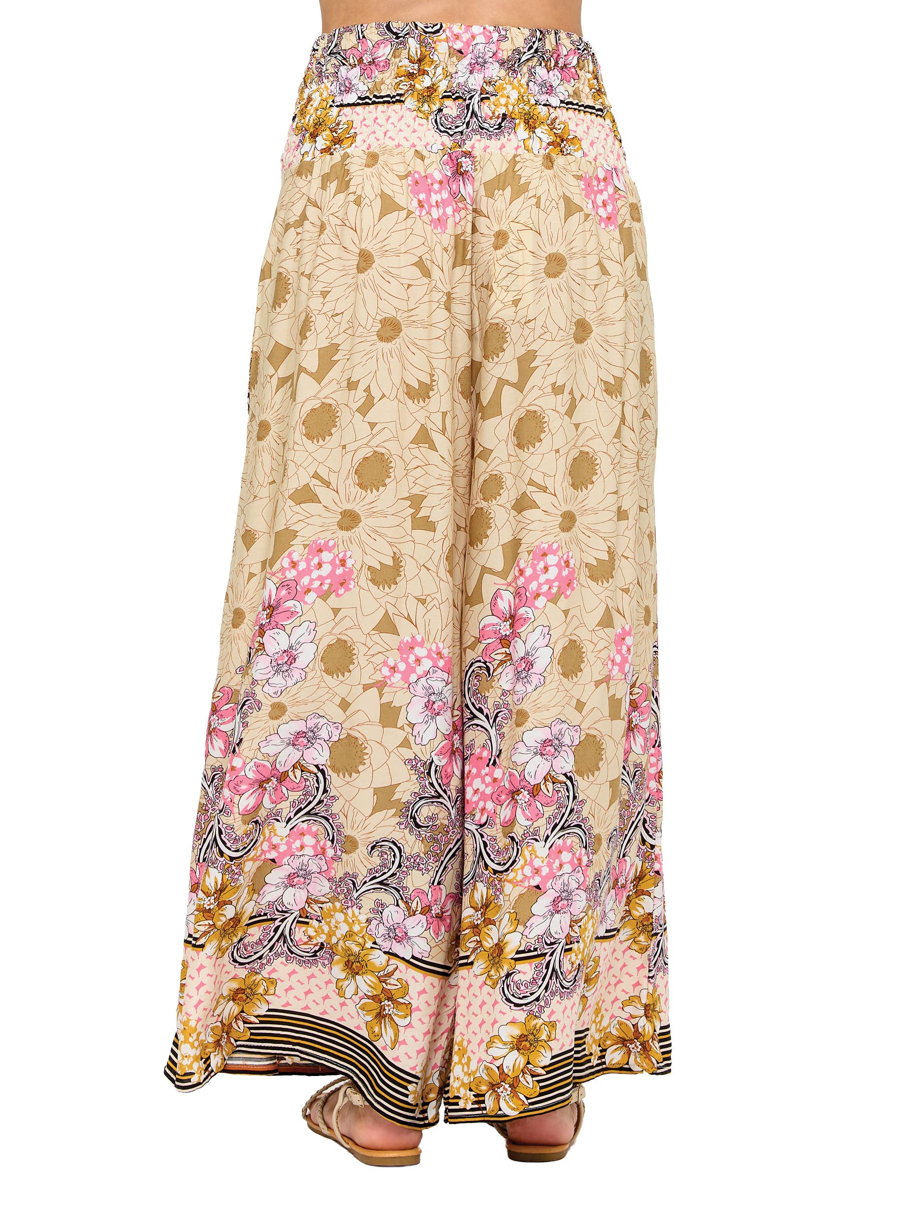 Breezy Boho Floral Smock Palazzo Pants boho clothing, festival outfit, hippie style apparel | Elevated Hippie