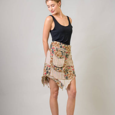 Rhea Stripe and Mushroom Patch Skirt - The Elevated Hippie