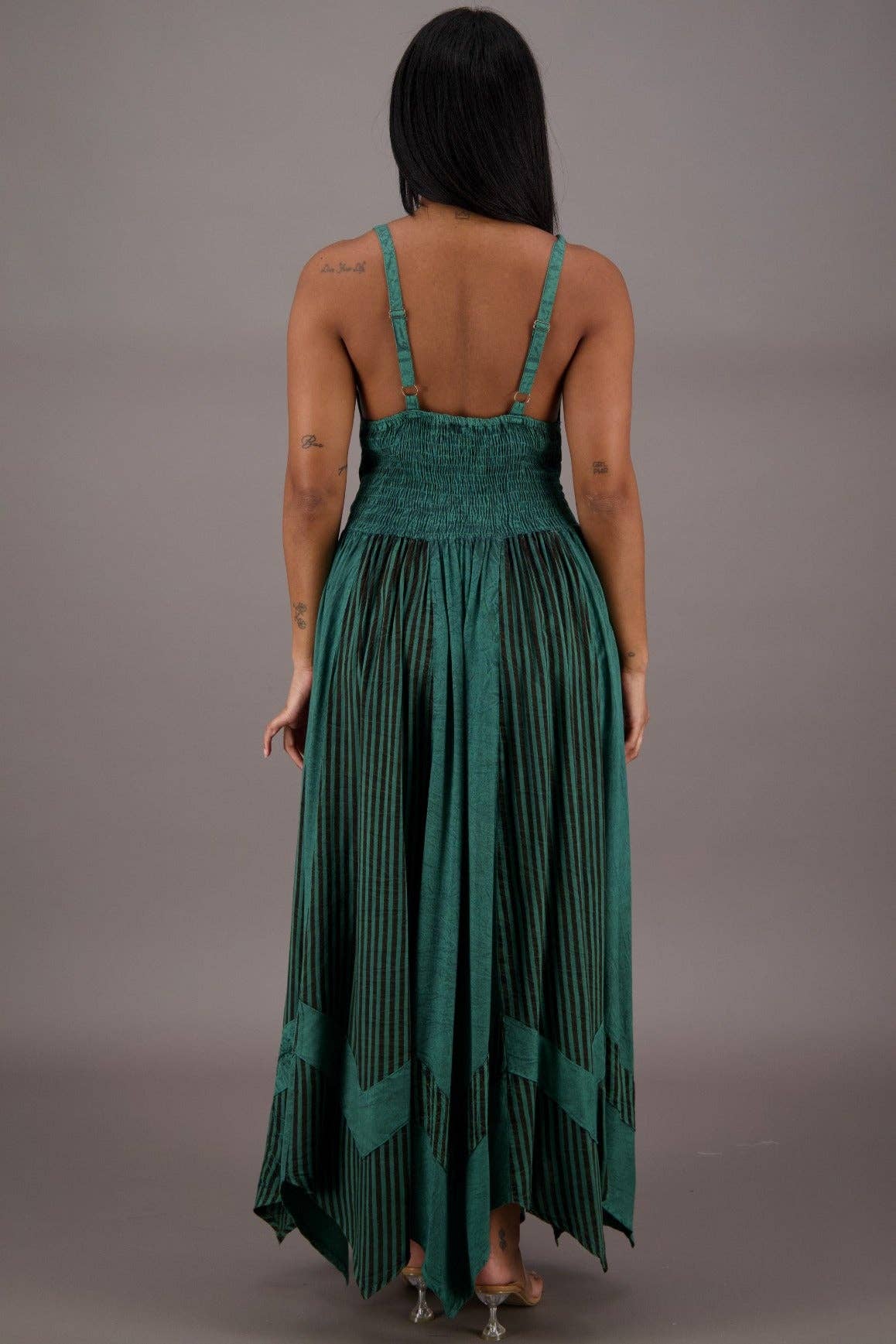 Regal Flair Acid Wash Maxi Dress ADL-24339 boho clothing, festival outfit, hippie style apparel | Elevated Hippie