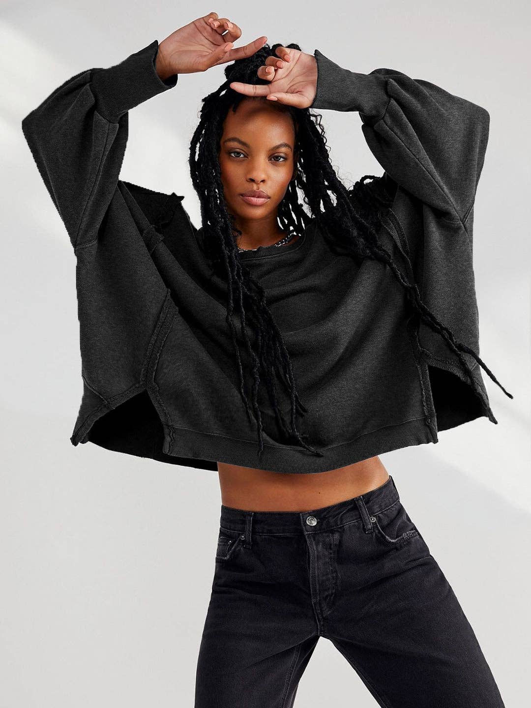 Lovesoft Oversized Crew Neck Casual Knit Sweatshirt Top boho clothing, festival outfit, hippie style apparel | Elevated Hippie