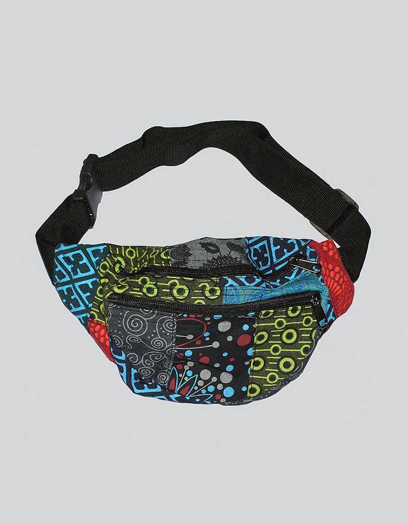 Mixed Patch Fanny Pack (Code-507) boho clothing, festival outfit, hippie style apparel | Elevated Hippie