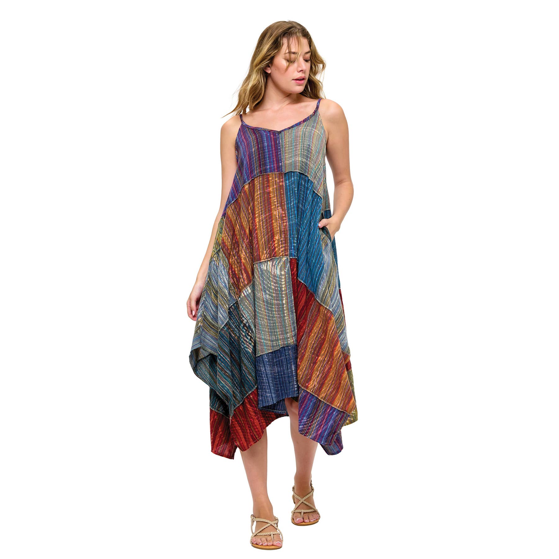 Gypsy Vintage Washed Patchwork Dress boho clothing, festival outfit, hippie style apparel | Elevated Hippie