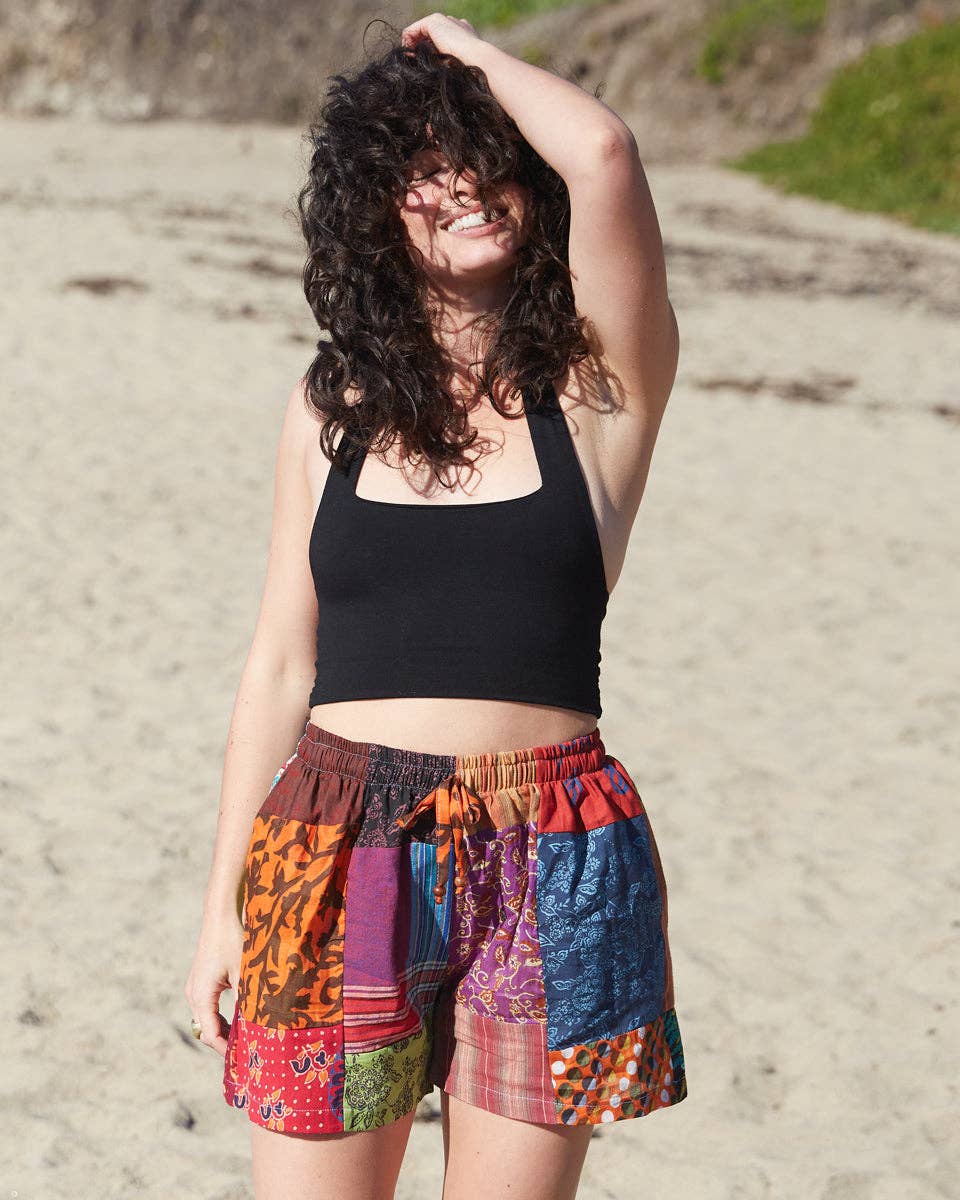 Patchwork Shorts boho clothing, festival outfit, hippie style apparel | Elevated Hippie