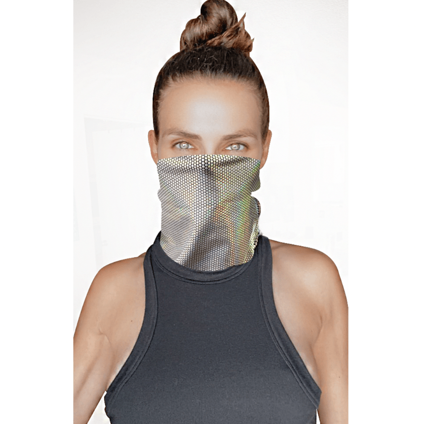 Liquid Party Silver Holographic Sexy Necksie Face Covering boho clothing, festival outfit, hippie style apparel | Elevated Hippie