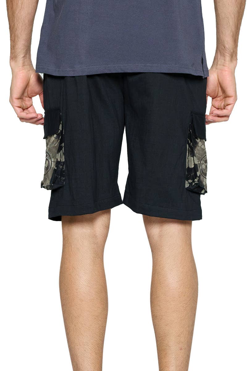 Yak & Yeti Men's Shorts With Pockets Om Print boho clothing, festival outfit, hippie style apparel | Elevated Hippie