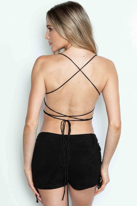 FLORAL BEADED BUTTERFLY RHINESTONE LACE UP BACK BRALETTE TOP boho clothing, festival outfit, hippie style apparel | Elevated Hippie