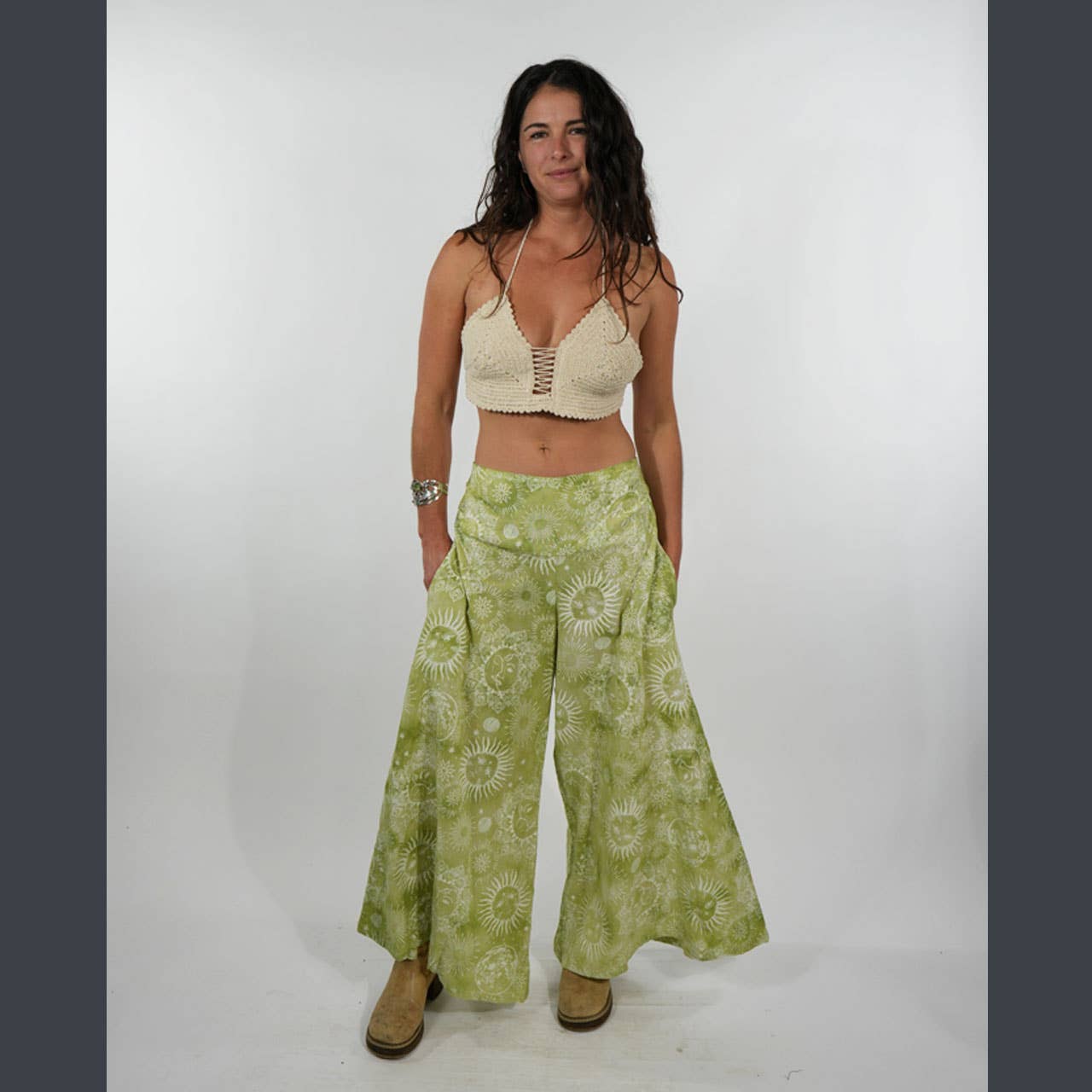 Hippie Boho Cotton Celestial TieDye Wide Leg Pant-blue boho clothing, festival outfit, hippie style apparel | Elevated Hippie