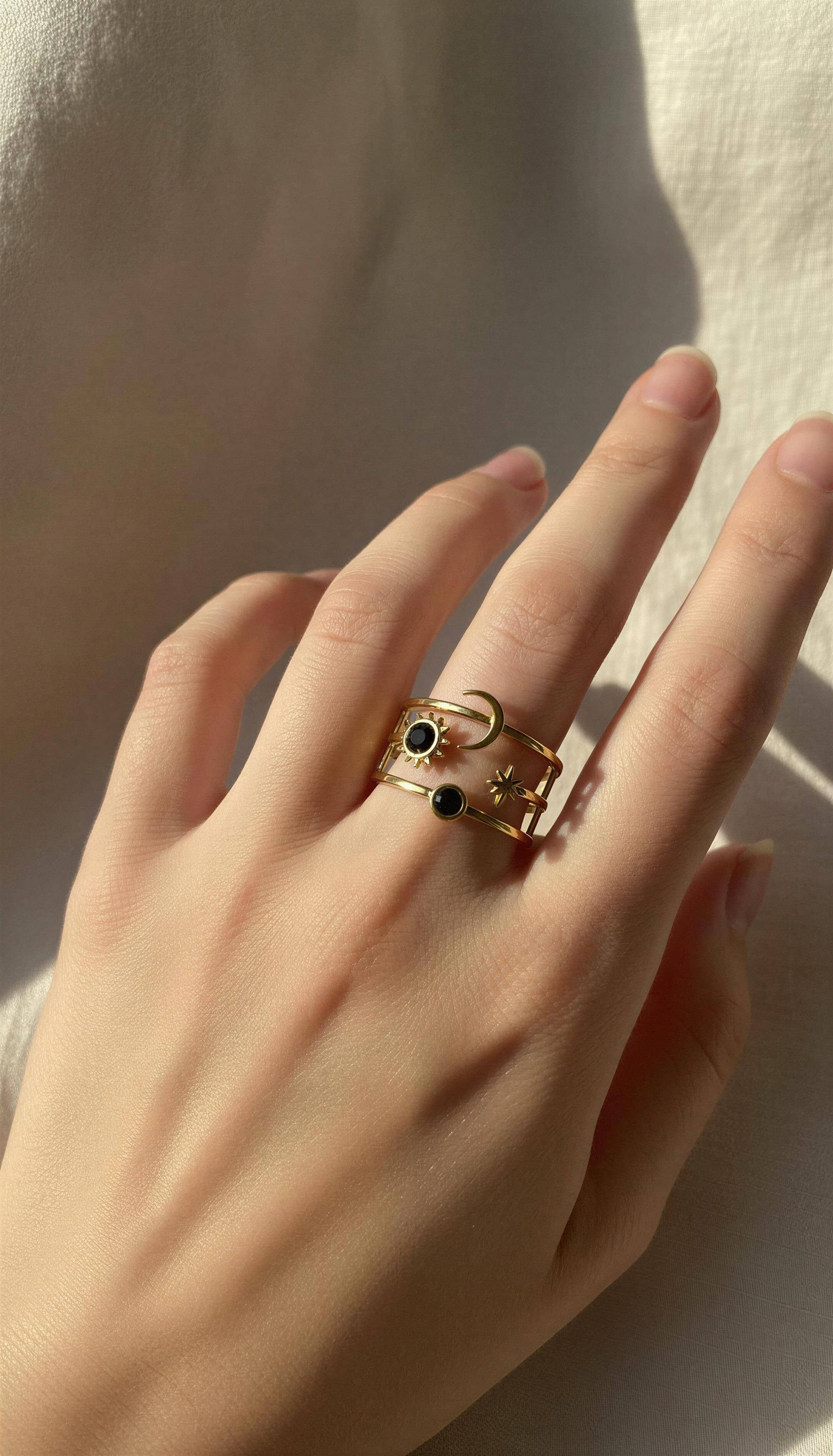 Midnight Cosmos Adjustable Ring boho clothing, festival outfit, hippie style apparel | Elevated Hippie