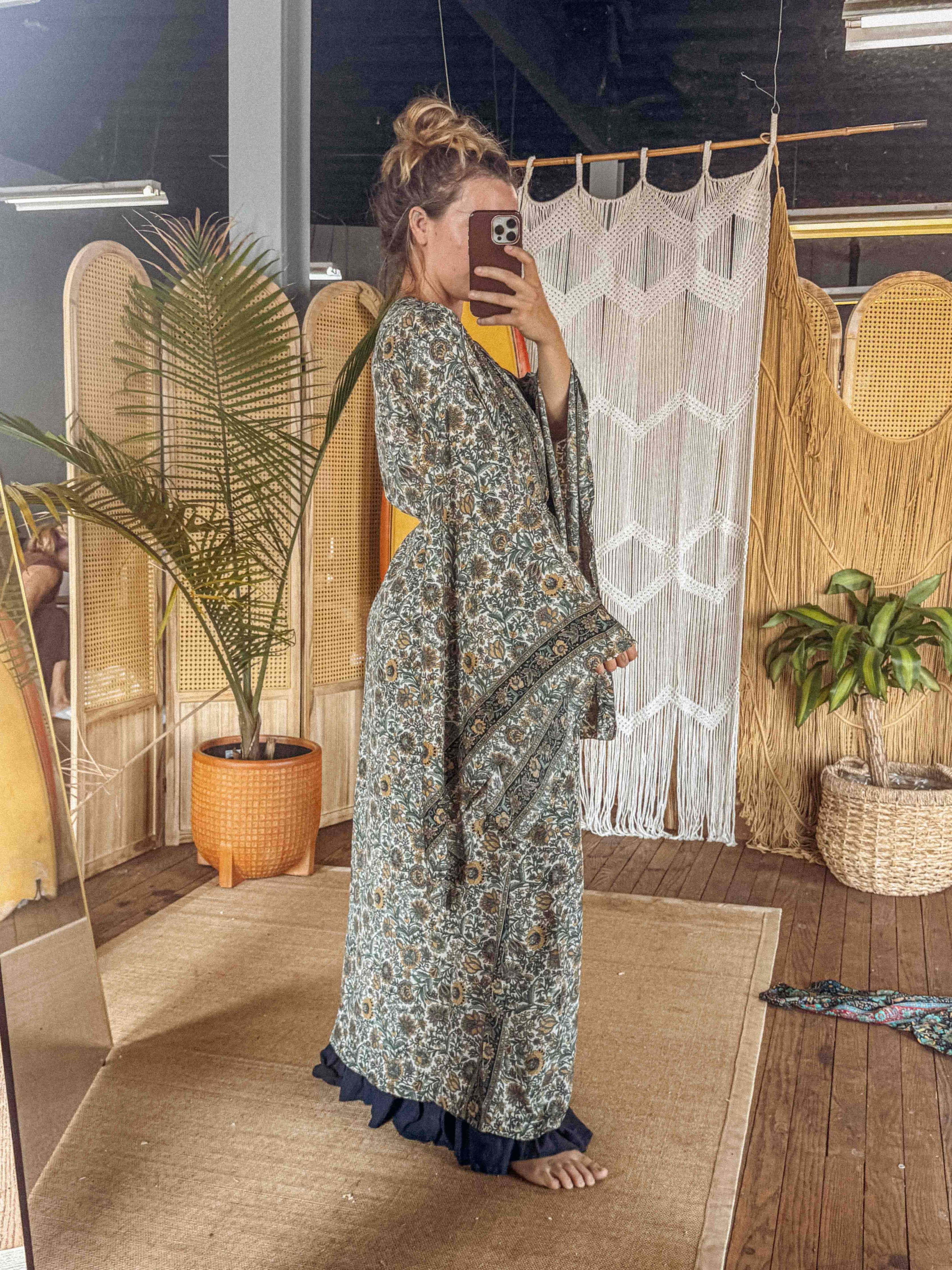 Gardenbelle Shop - BOHO Silk Bell Sleeve Long Maxi Kimono Duster Cardigan boho clothing, festival outfit, hippie style apparel | Elevated Hippie