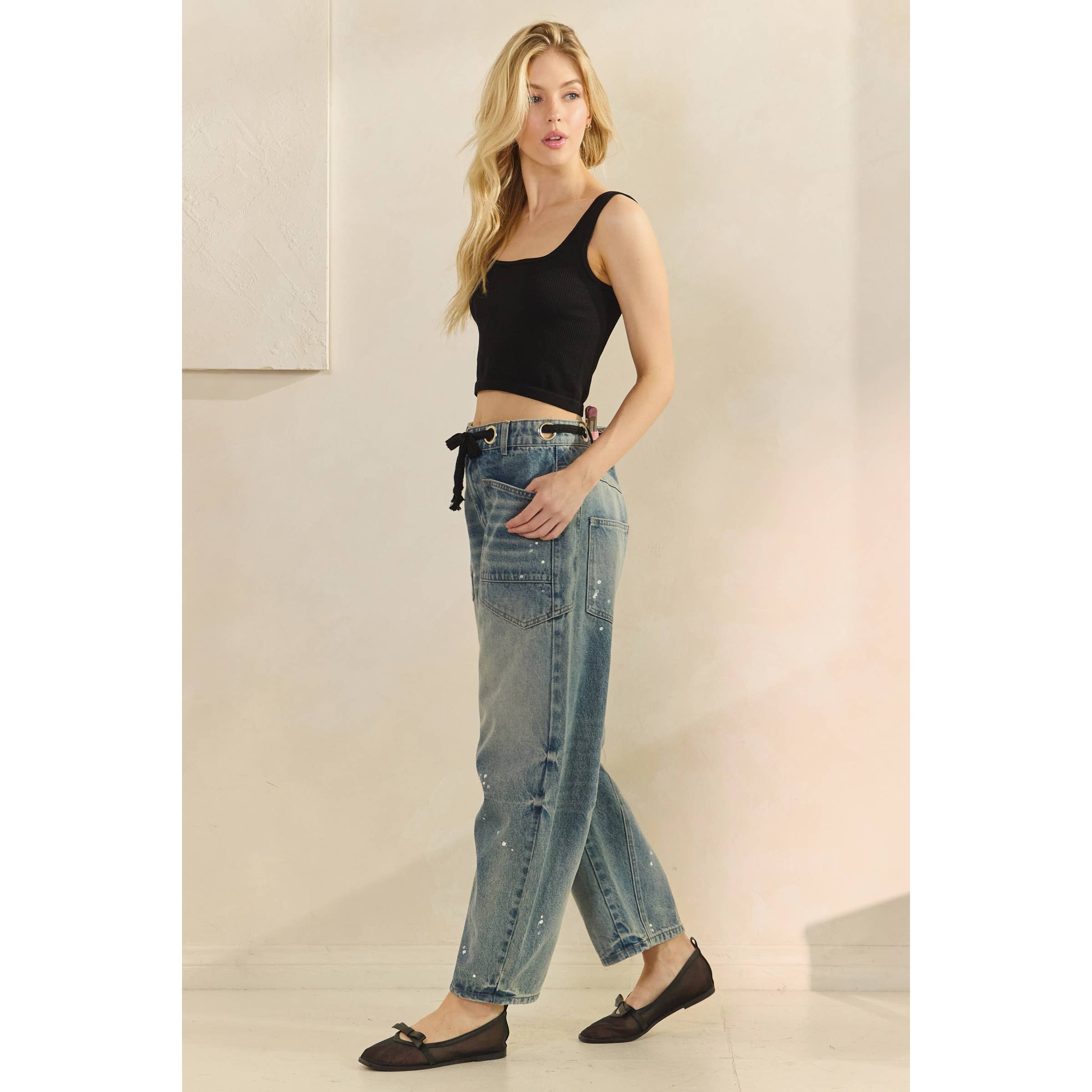 Veveret Horseshoe Jeans with Belt Detail – Relaxed Wide Leg Denim boho clothing, festival outfit, hippie style apparel | Elevated Hippie