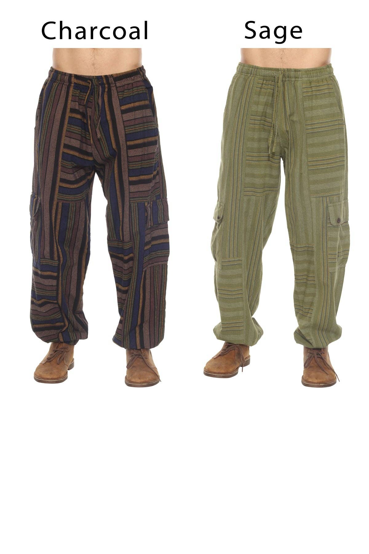 Men’s Patchwork Stripe Cotton Joggers – Boho Festival Pants boho clothing, festival outfit, hippie style apparel | Elevated Hippie