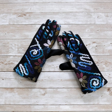 Hand Embroidered Fleece Lined Winter Gloves (Pack of 6) - The Elevated Hippie