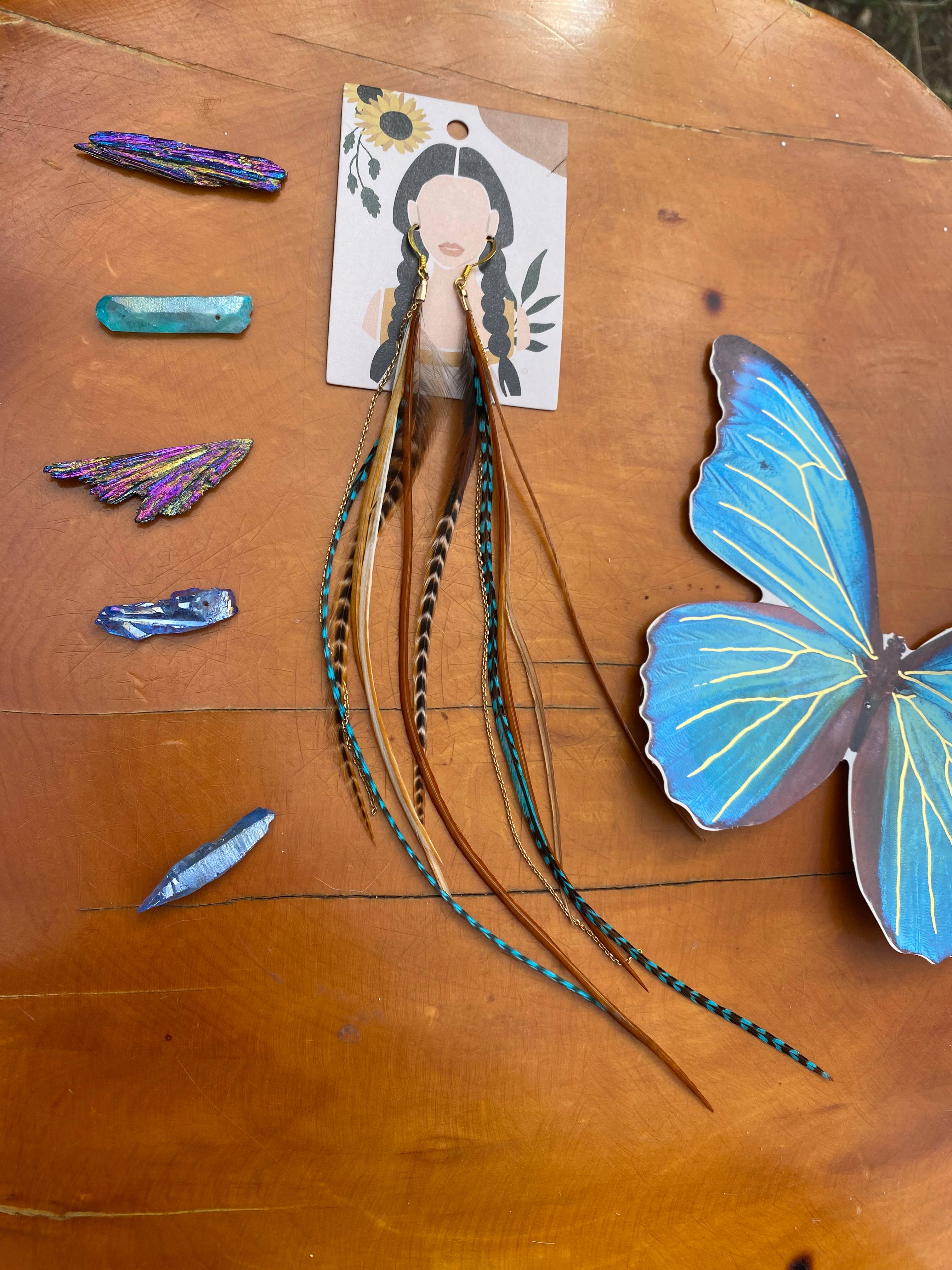 Free-Spirit Feather earrings boho clothing, festival outfit, hippie style apparel | Elevated Hippie