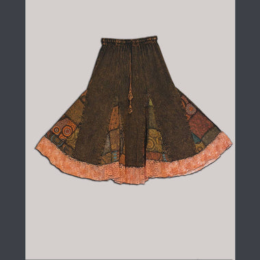 Cotton Enzyme wash & Patchwork Skirt with lace detail - The Elevated Hippie