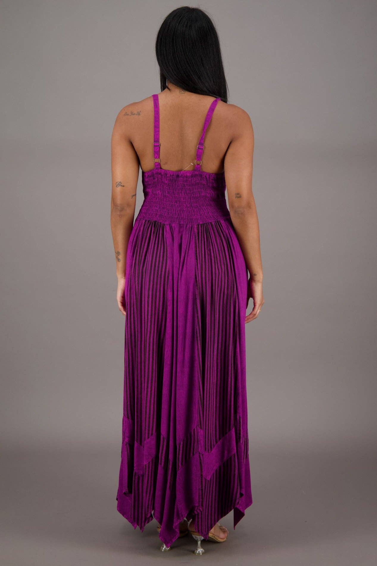 Regal Flair Acid Wash Maxi Dress ADL-24339 boho clothing, festival outfit, hippie style apparel | Elevated Hippie