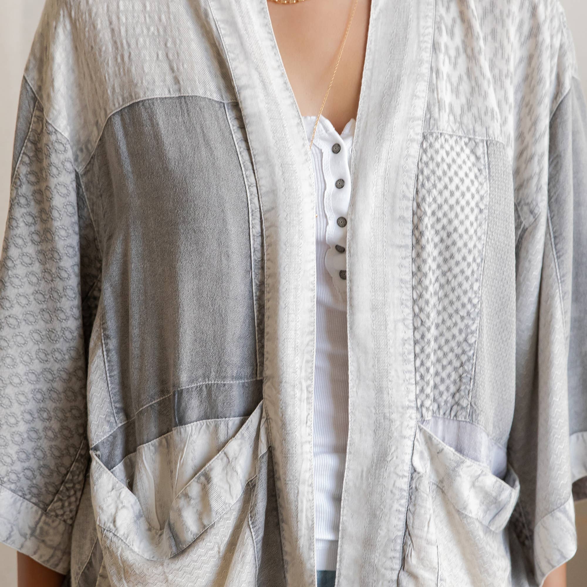 Young Threads Boho Mixed-Print Kimono Cardigan with Pockets boho clothing, festival outfit, hippie style apparel | Elevated Hippie